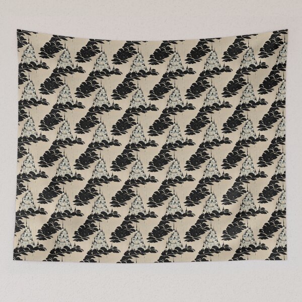 Item preview, Magic Kingdom Theme Park Castle Asian Style Paper Art Textile designed and sold by TJino.