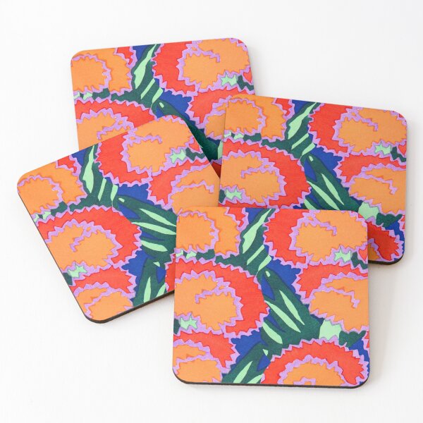 Item preview,  Art Nouveau Remix Emile Seguy Bright Orange Flowers Maximalist Style designed and sold by ShopWithLeslie.