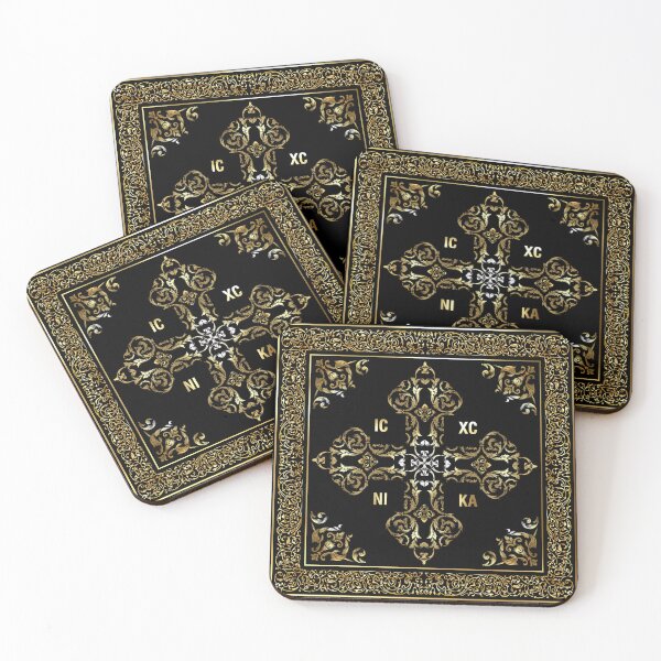Item preview, Gold Greek Orthodox Cross Baroque ICXC NIKA designed and sold by Yiorgos Designs.