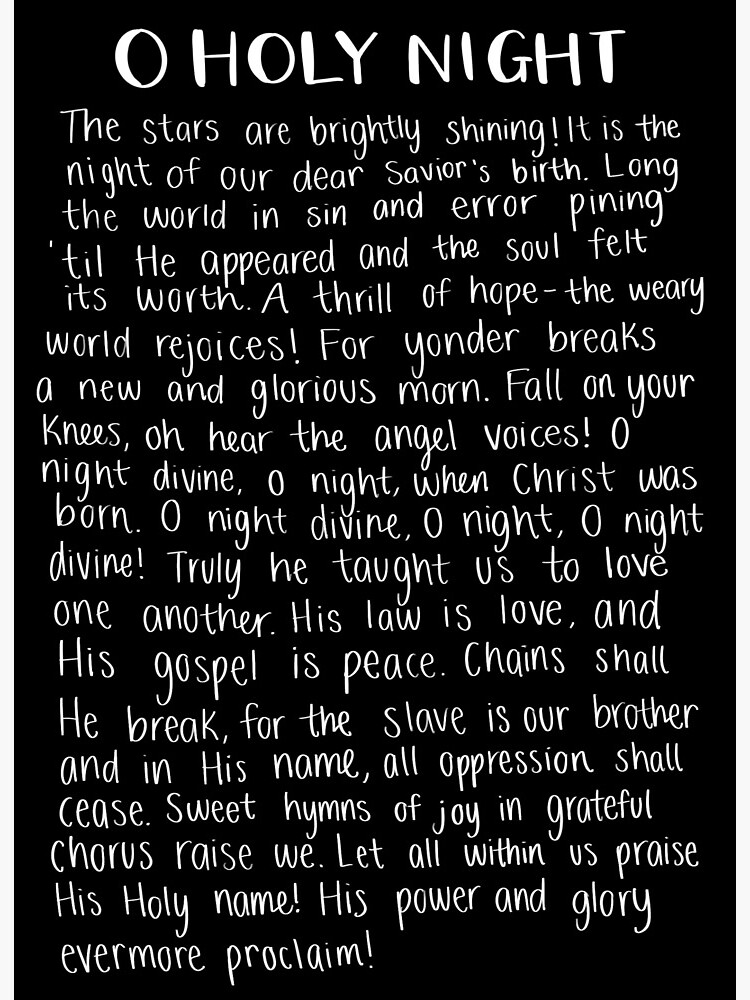 O Holy Night Handwritten Lyrics
