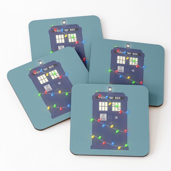 Item preview, Police Box Wrapped In Christmas Lights (teal bg) designed and sold by RadiantDuat.