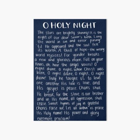 O Holy Night Handwritten Lyrics Art Board Print for Sale by EmmaMargason