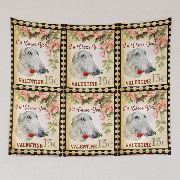 Item preview, Borzoi (Russian wolfhound) Vintage Valentine Funny Dog With Rose designed and sold by Cuddlythopia.