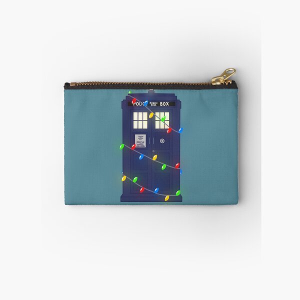 Item preview, Police Box Wrapped In Christmas Lights (teal bg, larger) designed and sold by RadiantDuat.
