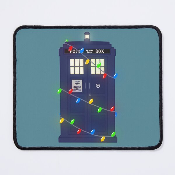 Item preview, Police Box Wrapped In Christmas Lights (teal bg, larger) designed and sold by RadiantDuat.