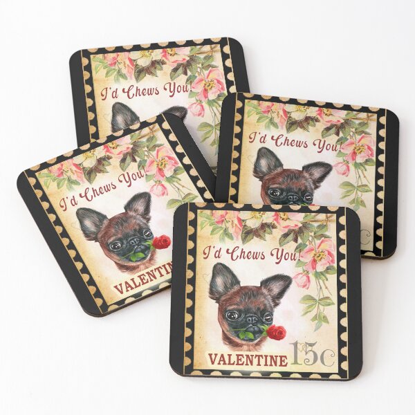 Item preview, Brussels griffon Vintage Valentine Funny Dog With Rose designed and sold by Cuddlythopia.