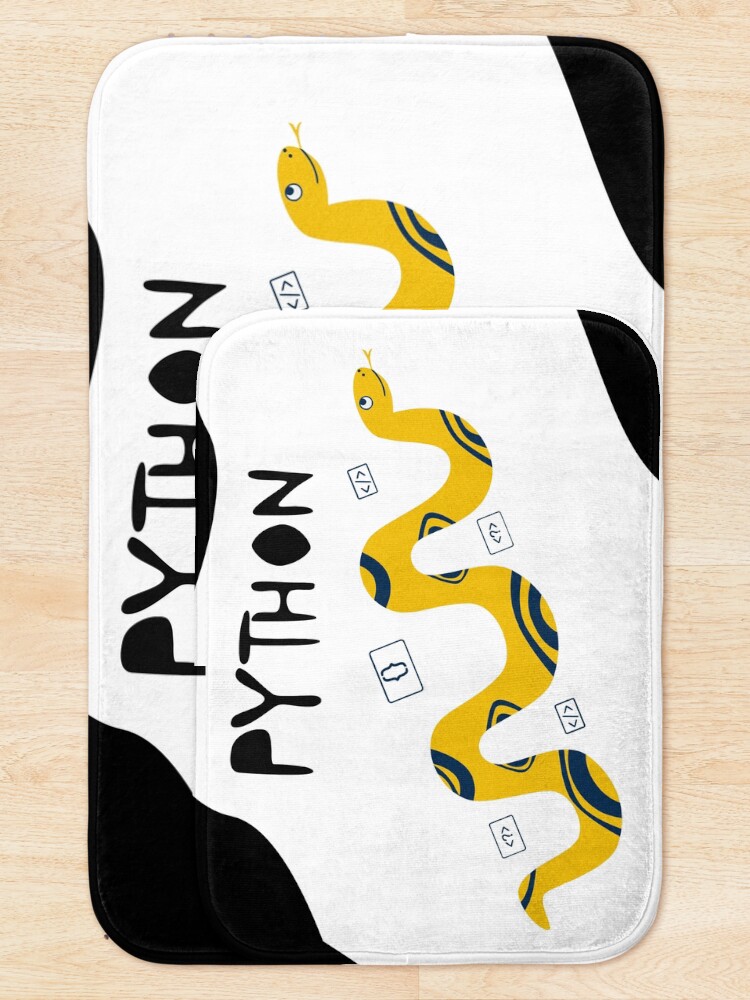 Thumbnail 5 of 6, Bath Mat, Python Programming Language T-Shirt Design designed and sold by deepakrode7.
