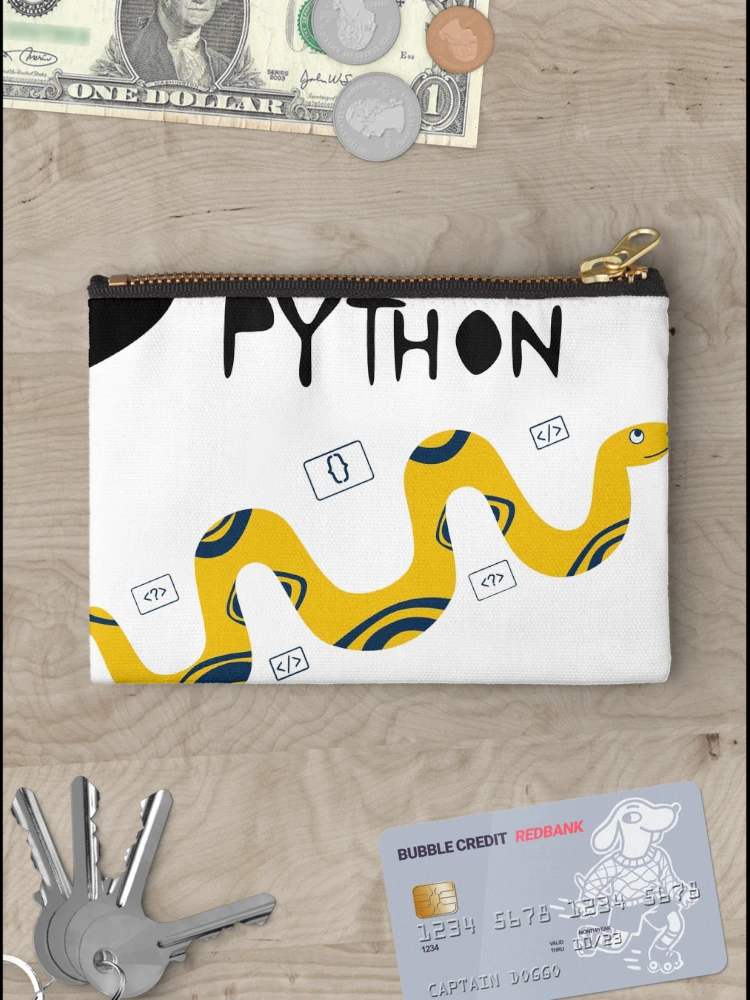 Thumbnail 3 of 4, Zipper Pouch, Python Programming Language T-Shirt Design designed and sold by deepakrode7.