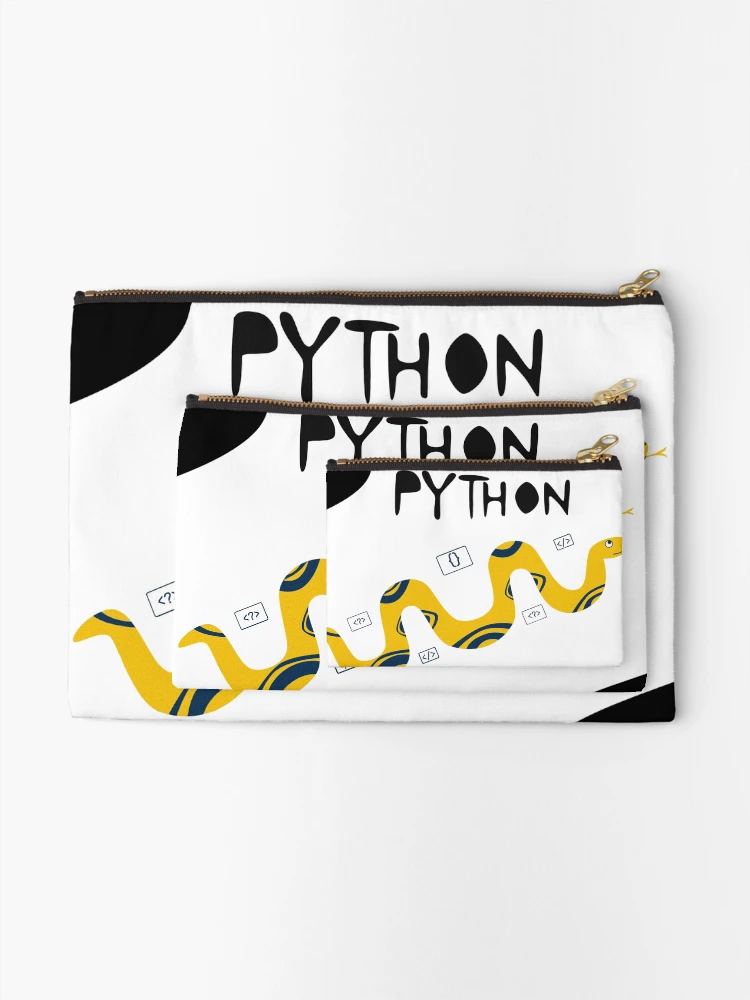 Thumbnail 2 of 4, Zipper Pouch, Python Programming Language T-Shirt Design designed and sold by deepakrode7.