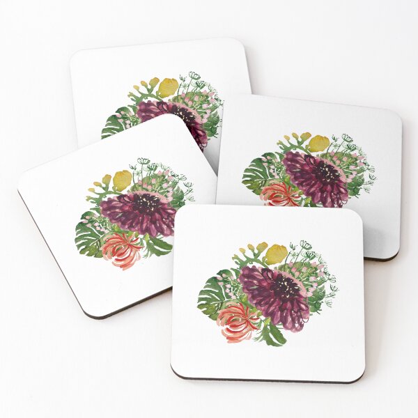 Artikelvorschau, Dahlia palm leaf chrysanthemum cute a watercolor entworfen und verkauft von Yana Mustafina | Boho Soulful Designs.
