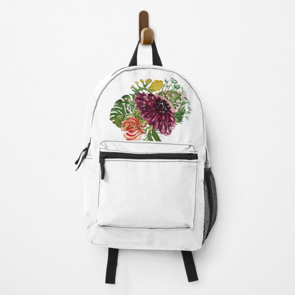 Aperçu de l'œuvre Dahlia palm leaf chrysanthemum cute a watercolor créée et vendue par Yana Mustafina | Boho Soulful Designs.
