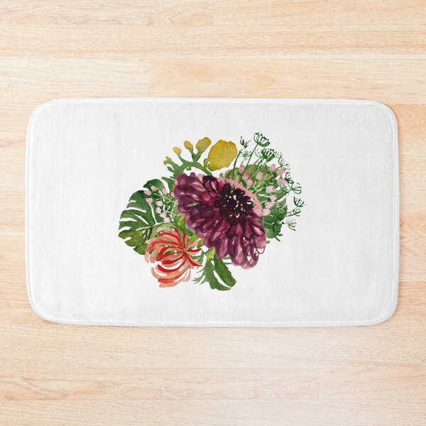 Aperçu de l'œuvre Dahlia palm leaf chrysanthemum cute a watercolor créée et vendue par Yana Mustafina | Boho Soulful Designs.