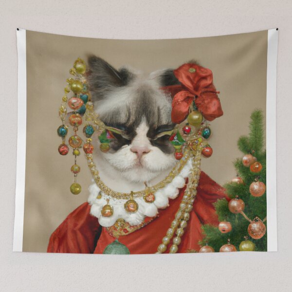 Item preview, Crazy, Kitty, Funny Royal Christmas, Pet Portrait, Royal Cat Paintings, Renaissance Pet King Portrait, Classic Pet Portrait, Print, Animal Wall Art  designed and sold by RadRococo.