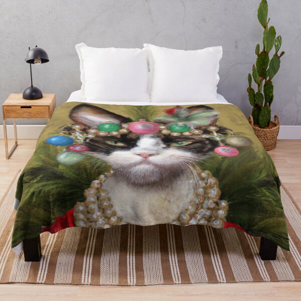 Item preview, Crazy, Kitty, Funny Royal Christmas, Pet Portrait, Royal Cat Paintings, Renaissance Pet King Portrait, Classic Pet Portrait, Print, Animal Wall Art   designed and sold by RadRococo.
