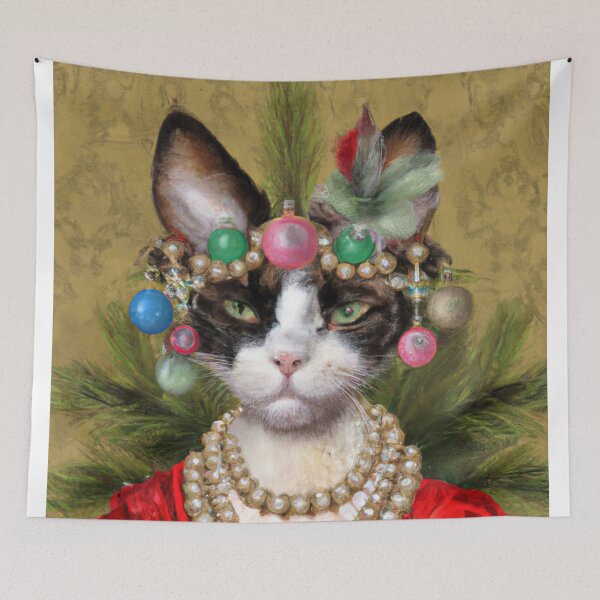 Item preview, Crazy, Kitty, Funny Royal Christmas, Pet Portrait, Royal Cat Paintings, Renaissance Pet King Portrait, Classic Pet Portrait, Print, Animal Wall Art   designed and sold by RadRococo.