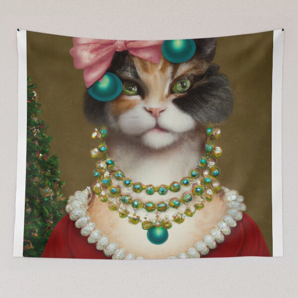Item preview, Crazy, Kitty, Funny Royal Christmas, Pet Portrait, Royal Cat Paintings, Renaissance Pet King Portrait, Classic Pet Portrait, Print, Animal Wall Art  designed and sold by RadRococo.