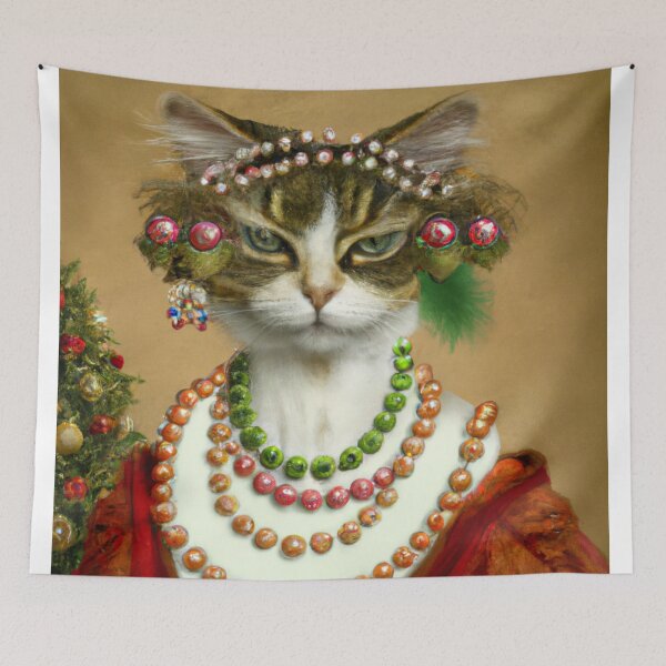 Item preview, Crazy, Kitty, Funny Royal Christmas, Pet Portrait, Royal Cat Paintings, Renaissance Pet King Portrait, Classic Pet Portrait, Print, Animal Wall Art  designed and sold by RadRococo.