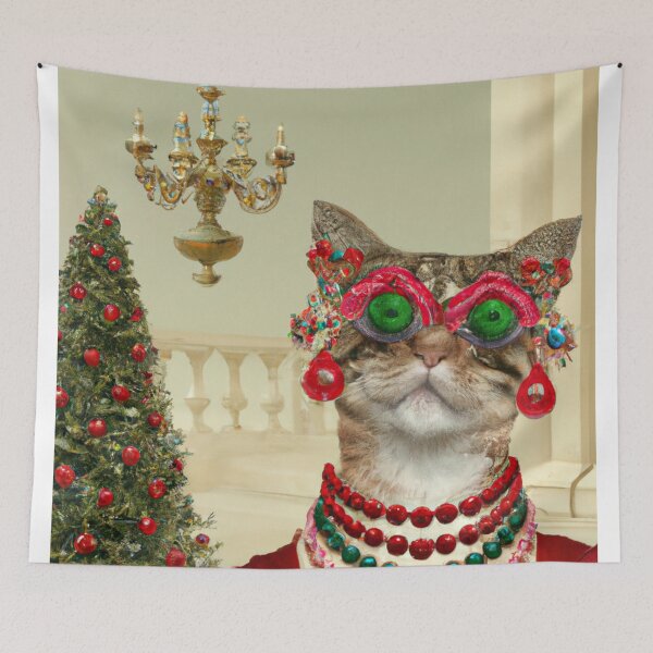 Item preview, Crazy, Kitty, Funny Royal Christmas, Pet Portrait, Royal Cat Paintings, Renaissance Pet King Portrait, Classic Pet Portrait, Print, Animal Wall Art  designed and sold by RadRococo.