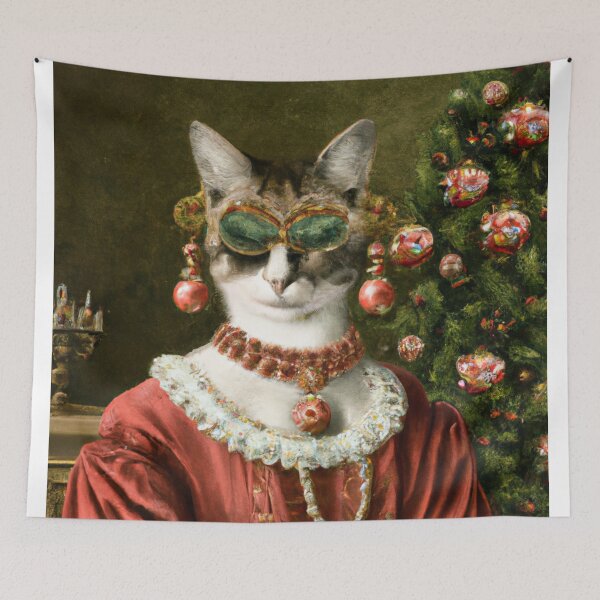 Item preview, Crazy, Kitty, Funny Royal Christmas, Pet Portrait, Royal Cat Paintings, Renaissance Pet King Portrait, Classic Pet Portrait, Print, Animal Wall Art  designed and sold by RadRococo.