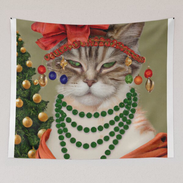 Item preview, Crazy, Crazy, Kitty, Funny Royal Christmas, Pet Portrait, Royal Cat Paintings, Renaissance Pet King Portrait, Classic Pet Portrait, Print, Animal Wall Art  designed and sold by RadRococo.