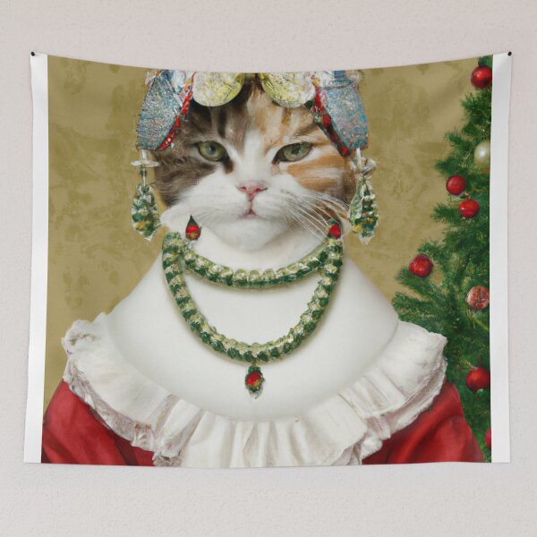 Item preview, Crazy, Kitty, Funny Royal Christmas, Pet Portrait, Royal Cat Paintings, Renaissance Pet King Portrait, Classic Pet Portrait, Print, Animal Wall Art  designed and sold by RadRococo.