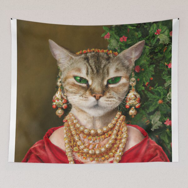 Item preview, Silly, Crazy, Kitty, Funny Royal Christmas, Pet Portrait, Royal Cat Paintings, Renaissance Pet King Portrait, Classic Pet Portrait, Print, Animal Wall Art  designed and sold by RadRococo.