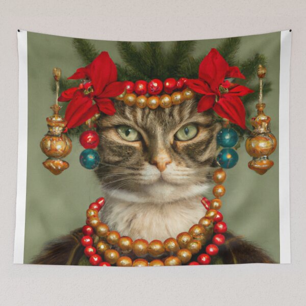 Item preview, Weird, Crazy, Kitty, Funny Royal Christmas, Pet Portrait, Royal Cat Paintings, Renaissance Pet King Portrait, Classic Pet Portrait, Print, Animal Wall Art  designed and sold by RadRococo.