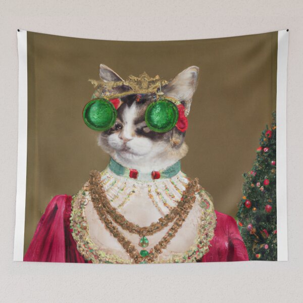 Item preview, Crazy Cat, Crazy, Kitty, Funny Royal Christmas, Pet Portrait, Royal Cat Paintings, Renaissance Pet King Portrait, Classic Pet Portrait, Print, Animal Wall Art  designed and sold by RadRococo.
