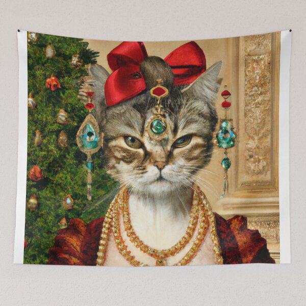 Item preview, Cute, Crazy, Kitty, Funny Royal Christmas, Pet Portrait, Royal Cat Paintings, Renaissance Pet King Portrait, Classic Pet Portrait, Print, Animal Wall Art  designed and sold by RadRococo.
