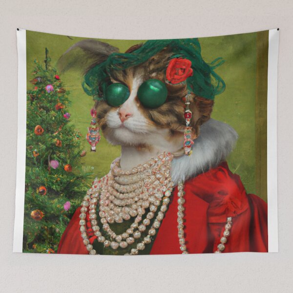 Item preview, Ugly, Crazy, Kitty, Funny Royal Christmas, Pet Portrait, Royal Cat Paintings, Renaissance Pet King Portrait, Classic Pet Portrait, Print, Animal Wall Art  designed and sold by RadRococo.