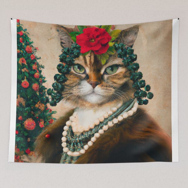 Item preview, Merry Crazy, Kitty, Funny Royal Christmas, Pet Portrait, Royal Cat Paintings, Renaissance Pet King Portrait, Classic Pet Portrait, Print, Animal Wall Art  designed and sold by RadRococo.