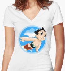 Camiseta entallada de cuello en V Astro Boy en vuelo