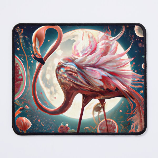 Item preview, Pink Famingo fantasy art design with a moon back drop designed and sold by Huesoffun.