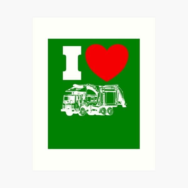 Item preview, I Love Garbage Trucks Red Heart Trash Day Garbage Truck Gear designed and sold by DynamicDesign.