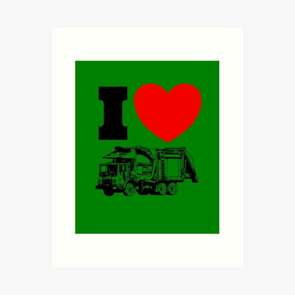 Item preview, I Love Garbage Trucks Red Heart Trash Day Garbage Truck Gear designed and sold by DynamicDesign.