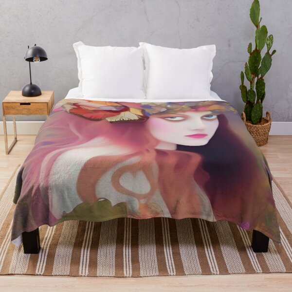Item preview, Flowers Butterflies Fantasy Art Cute Girl Dreamy Pagan Nature Witch designed and sold by ZiolaRosa.