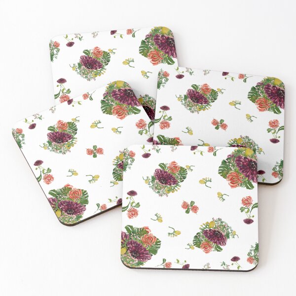 Aperçu de l'œuvre Dahlia palm flower pattern a watercolor sketch  créée et vendue par Yana Mustafina | Boho Soulful Designs.