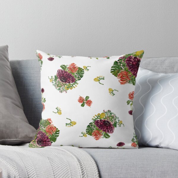 Aperçu de l'œuvre Dahlia palm flower pattern a watercolor sketch  créée et vendue par Yana Mustafina | Boho Soulful Designs.