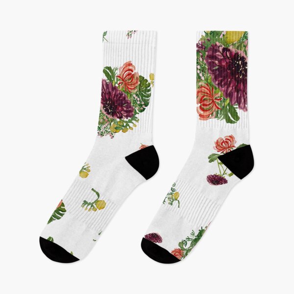 Artikelvorschau, Dahlia palm flower pattern a watercolor sketch entworfen und verkauft von Yana Mustafina | Boho Soulful Designs.