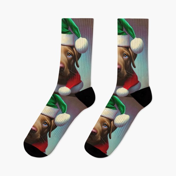Item preview, Christmas Chesapeake Bay Retriever Wearing A Santa Hat designed and sold by ZenEverAI.