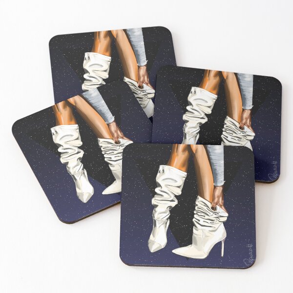 Item preview, White high heel boots designed and sold by Pepinowitz.