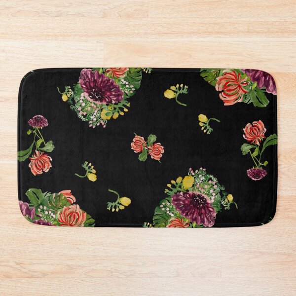Aperçu de l'œuvre Dahlia palm flower pattern a watercolor black créée et vendue par Yana Mustafina | Boho Soulful Designs.