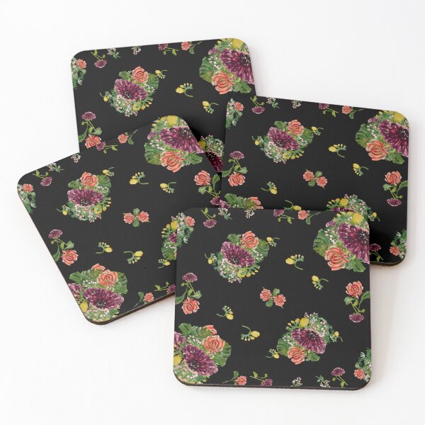 Artikelvorschau, Dahlia palm flower pattern a watercolor black entworfen und verkauft von Yana Mustafina | Boho Soulful Designs.
