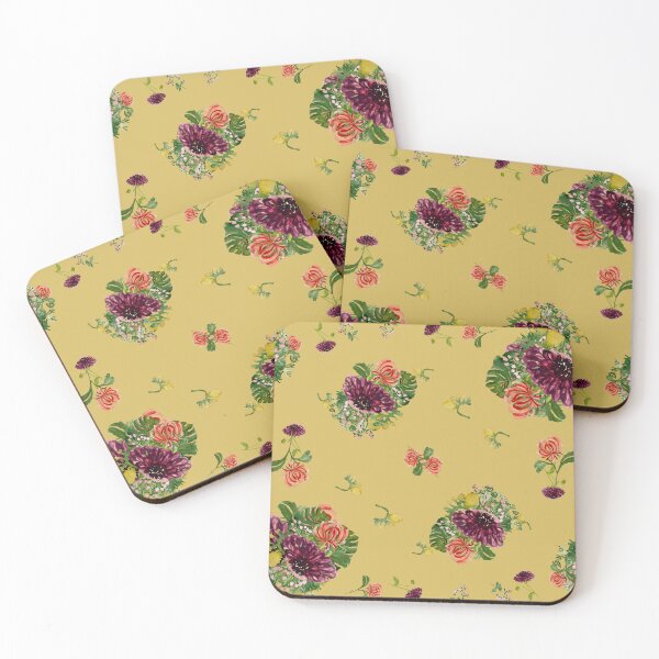 Artikelvorschau, Dahlia palm flower pattern a watercolor yellow entworfen und verkauft von Yana Mustafina | Boho Soulful Designs.