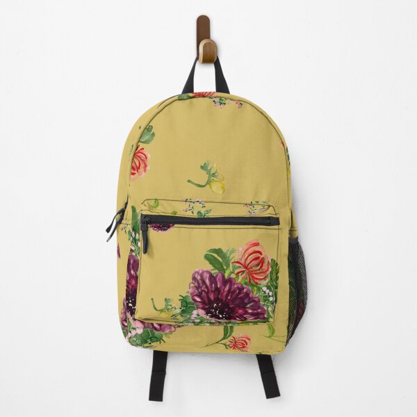 Aperçu de l'œuvre Dahlia palm flower pattern a watercolor yellow créée et vendue par Yana Mustafina | Boho Soulful Designs.