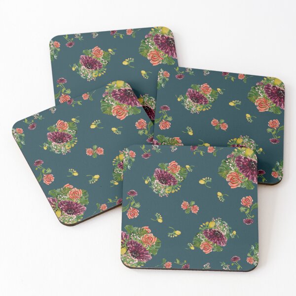 Artikelvorschau, Dahlia palm flower pattern a watercolor turquoise entworfen und verkauft von Yana Mustafina | Boho Soulful Designs.
