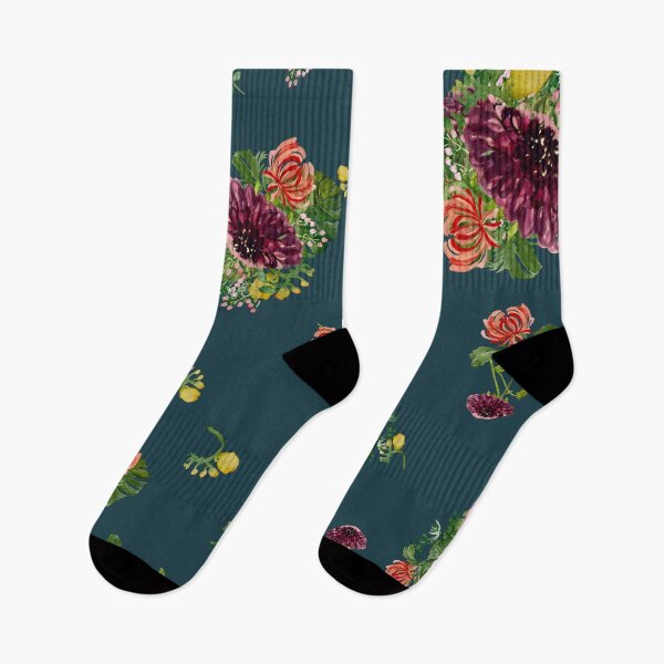 Item preview, Dahlia palm flower pattern a watercolor turquoise designed and sold by Yana Mustafina | Boho Soulful Designs.