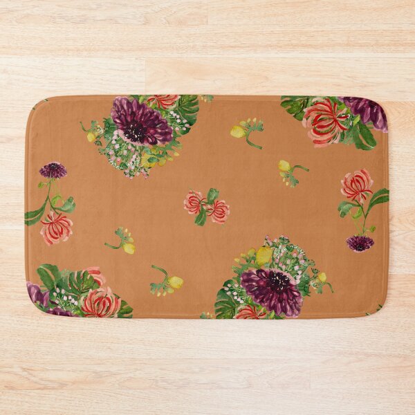 Item preview, Dahlia palm flower pattern a watercolor orange designed and sold by Yana Mustafina | Boho Soulful Designs.