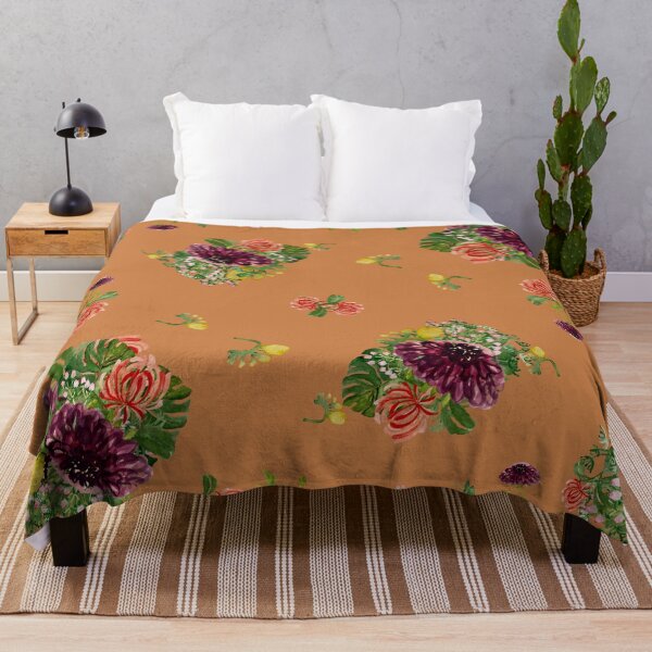 Artikelvorschau, Dahlia palm flower pattern a watercolor orange entworfen und verkauft von Yana Mustafina | Boho Soulful Designs.