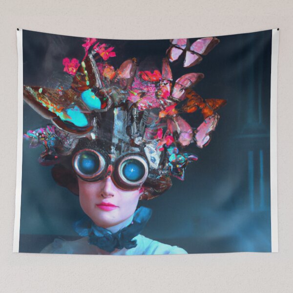 Item preview, Unusual Altered Steampunk Portrait Painting with Goggles ( Steampunk ) designed and sold by RadRococo.